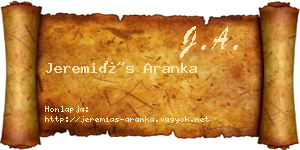 Jeremiás Aranka névjegykártya