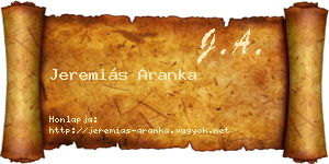Jeremiás Aranka névjegykártya