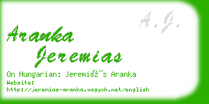 aranka jeremias business card